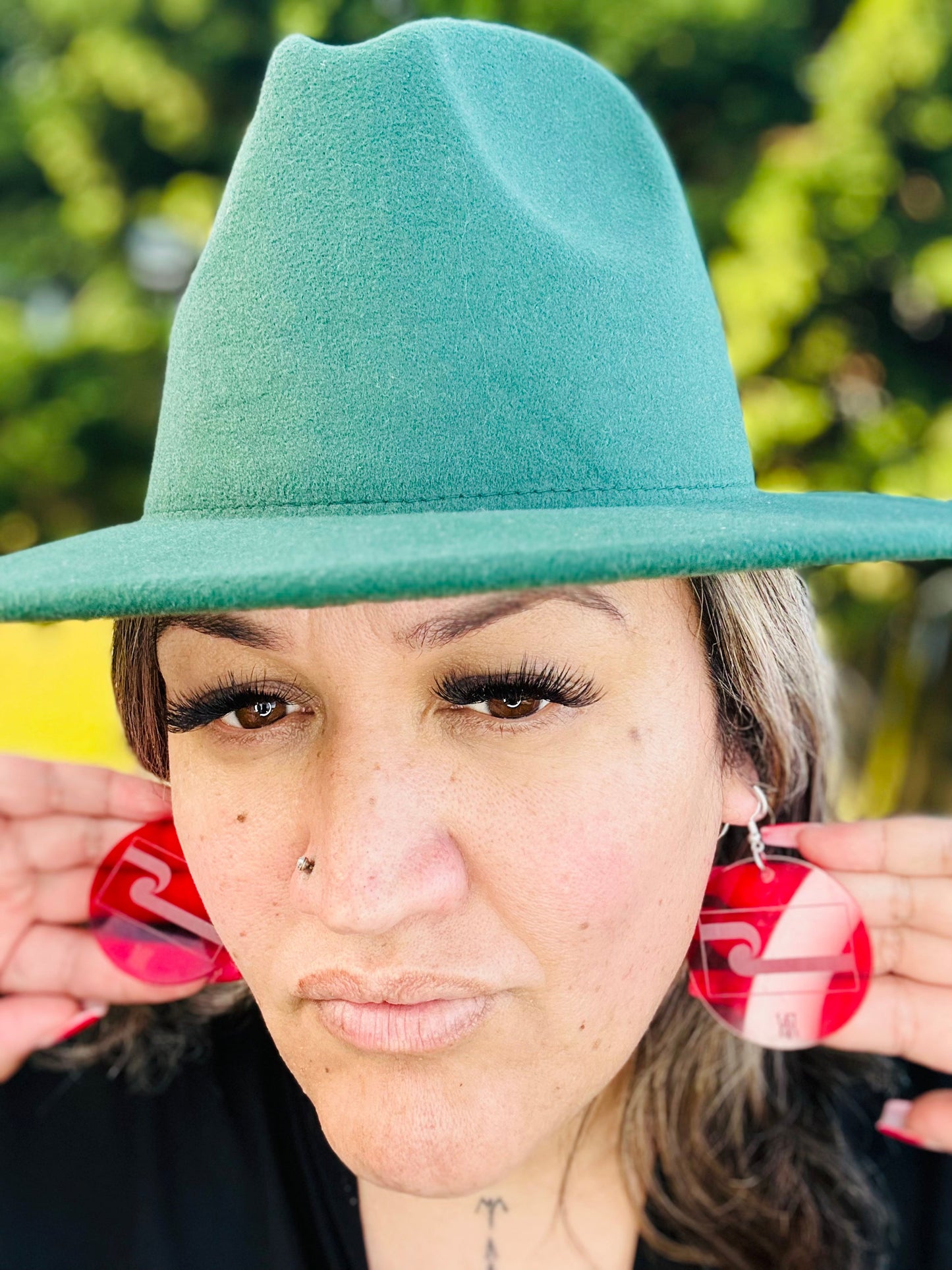 TINO RED EARRINGS (smaller lightweight size 30x30)