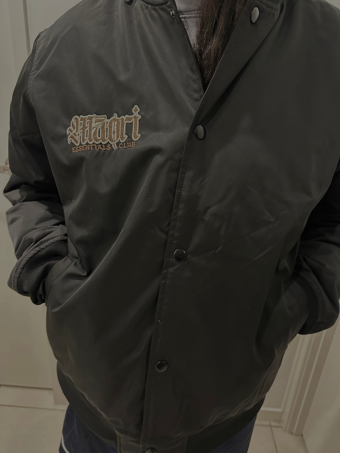 PRE-ORDER MĀORI ESSENTIALS CLUB - EMBROIDED BOMBER JACKET