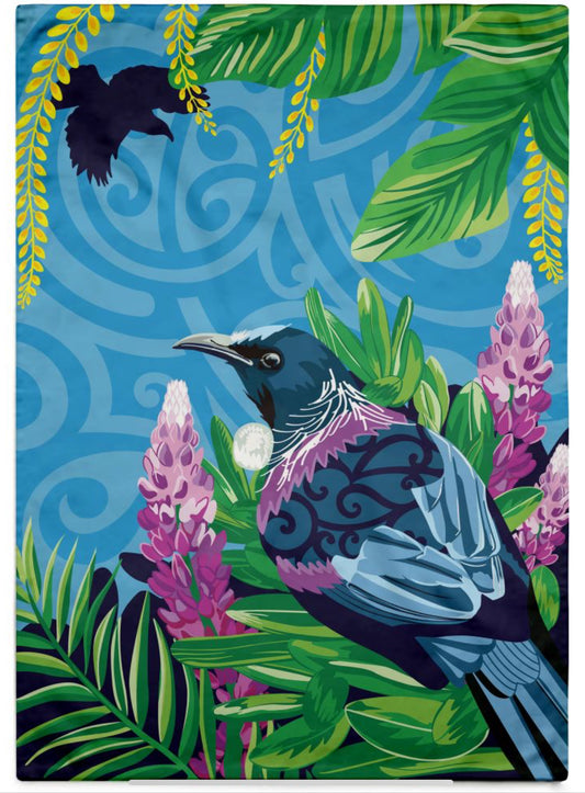 Tea Towel NZ Colourful Tui